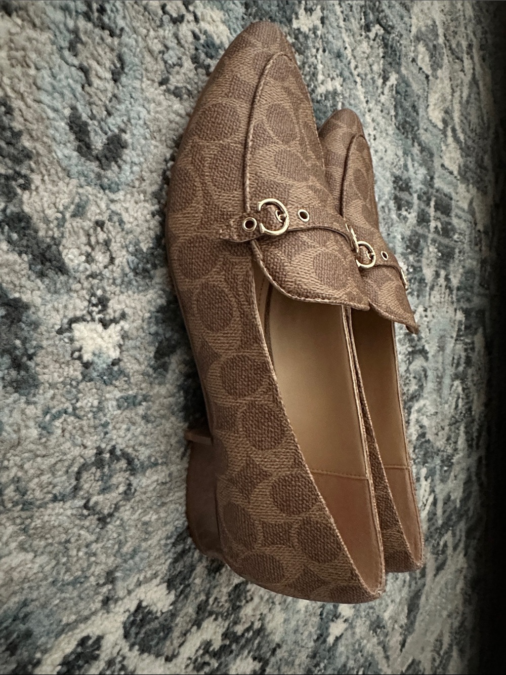 Coach Isabel Signature Loafer - Brown Pointed Toe with Gold Accent - Picture 2 of 3